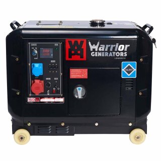 WARRIOR 6,25 kVa Silent Diesel Generator Notstromaggregat Stromerzeuger 400V 230V EU5 Funkstart