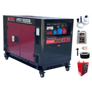 AiPOWER diesel power generator full power 13kva apd13000q 400v/230v set incl. accessories